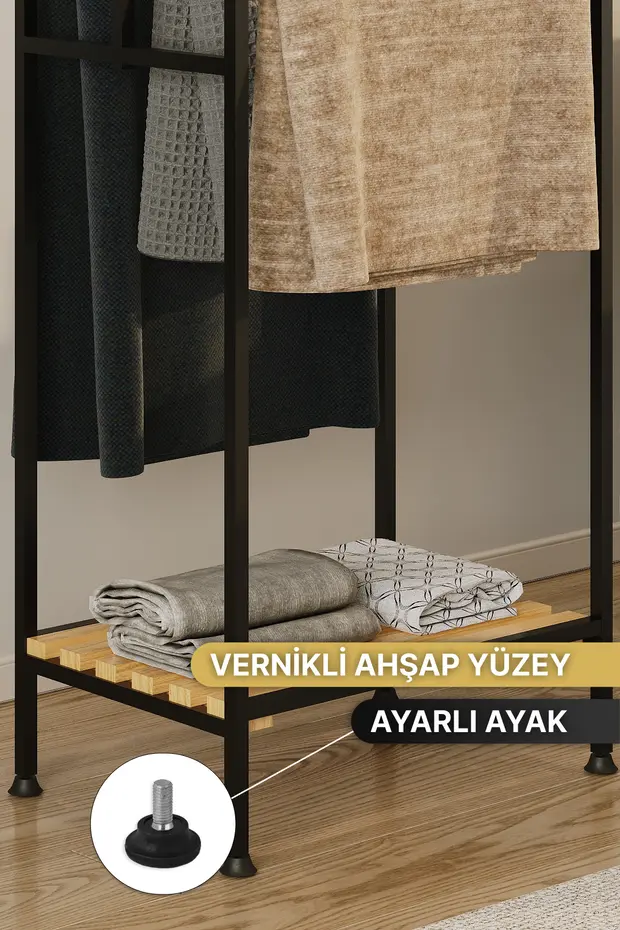 Banyo Düzenleyici Havluluk Askılık Kurutma Askısı Çamaşır Askılığı Havlu Askılığı Ahşap Raf